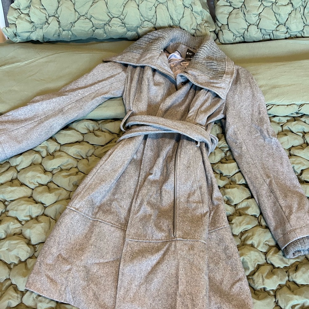Elegant Gray Women's Wool Coat